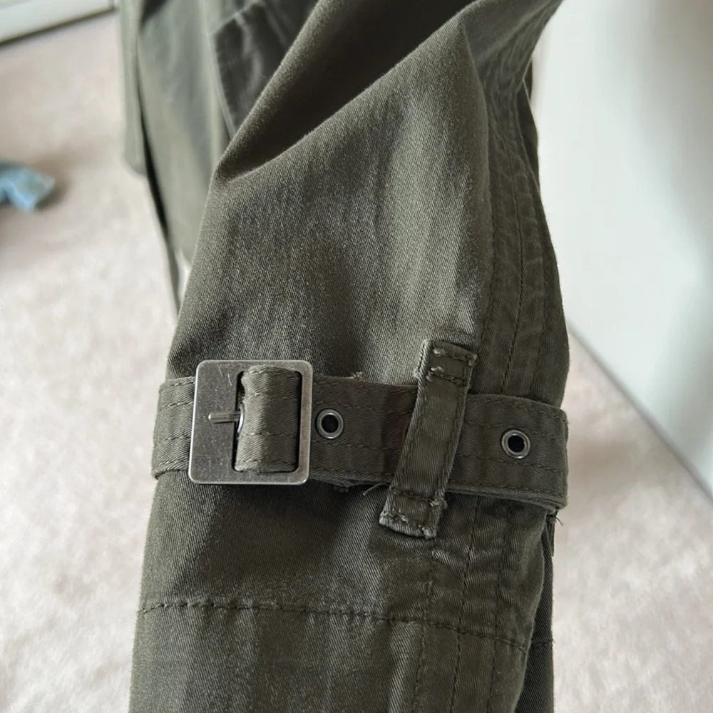 Coldwater Creek Women’s military style trench jacket,olive green, size 12, belt - Picture 5 of 9